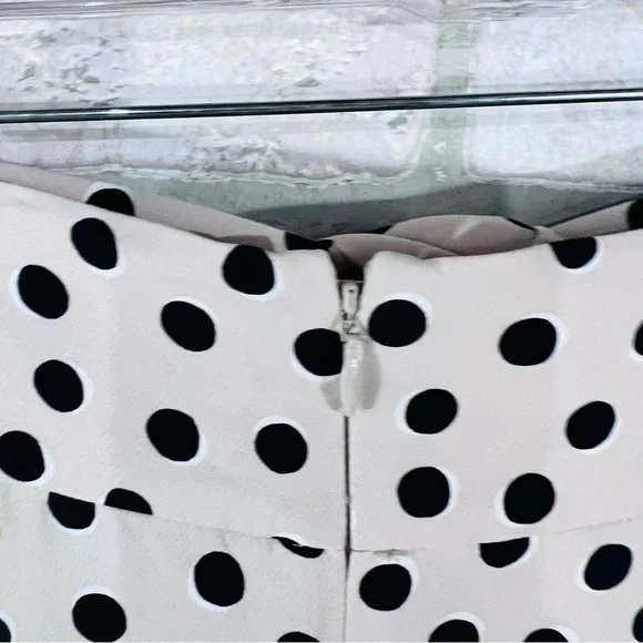 Ann Taylor Black and Cream Polka Dot Button Front Tie Belt Midi Skirt Size 18 - Picture 9 of 11